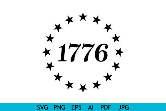 Download 1776 Stars Circle Typography Design - Star Collection