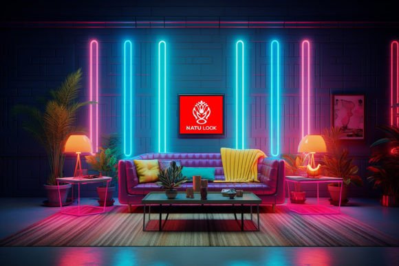 Download Neon Livingroom Board Mockup - Premium Resources