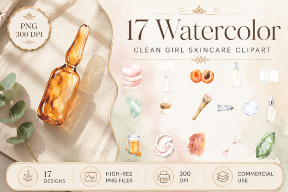 Download Clean Girl Skincare Spa Watercolor Set - Skin Collection